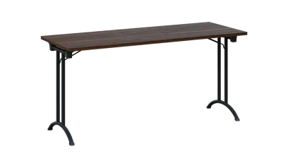 SLA 160 lak skládací jednací stůl 1600x600, deska 25 mm, podnož černý lak, deska ořech královský